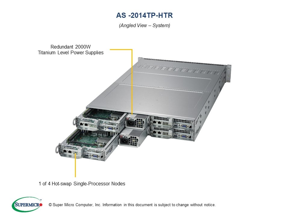 H12SST-PS, CSE-827HQ+-R2K04BP2, UP,SATA 2U 4 Nodes 3.5"