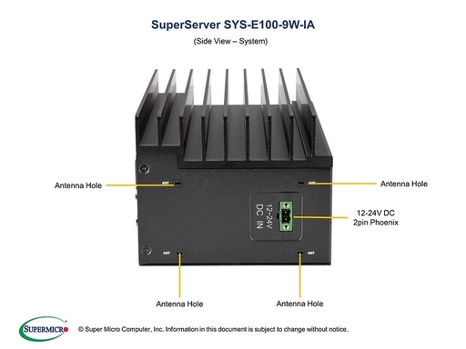 [SYS-E100-9W-IA-H] Fanless Industrial System X11SWN-H-WOHS + CSE-E101-IA2